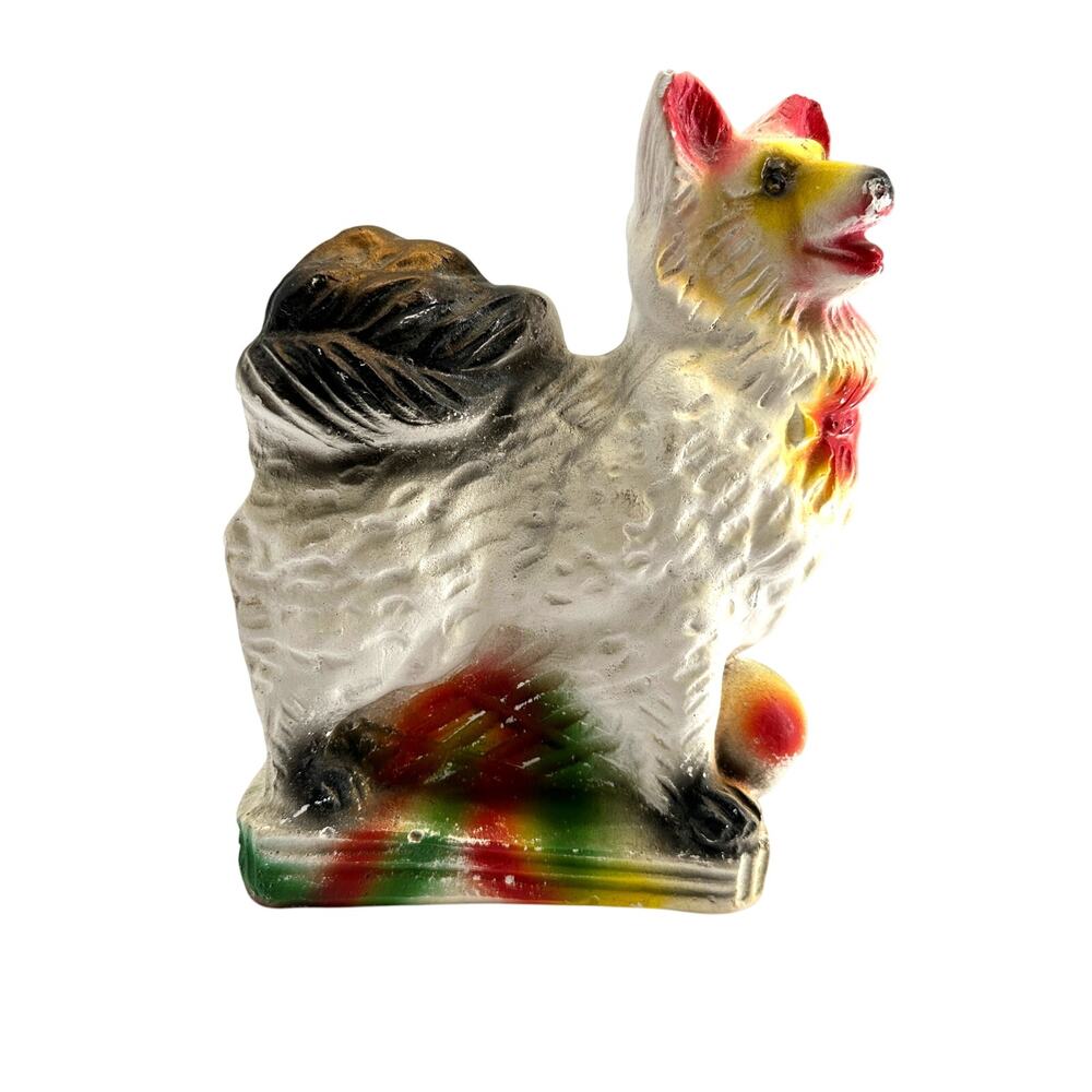 Vintage Chalkware Dog Figurine Carnival Prize Kitsch Folk Art Decor